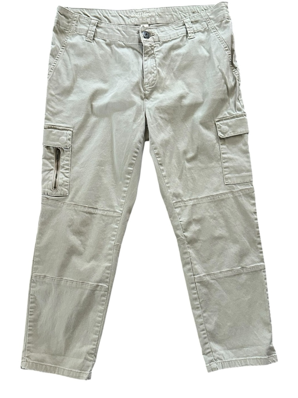 RUFF HEWN tan/khaki cotton blend stretch cargo utility crop pants size 6